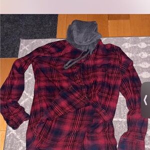 Red and Black Plaid flannel with Gray Hood men’s medium pac sun